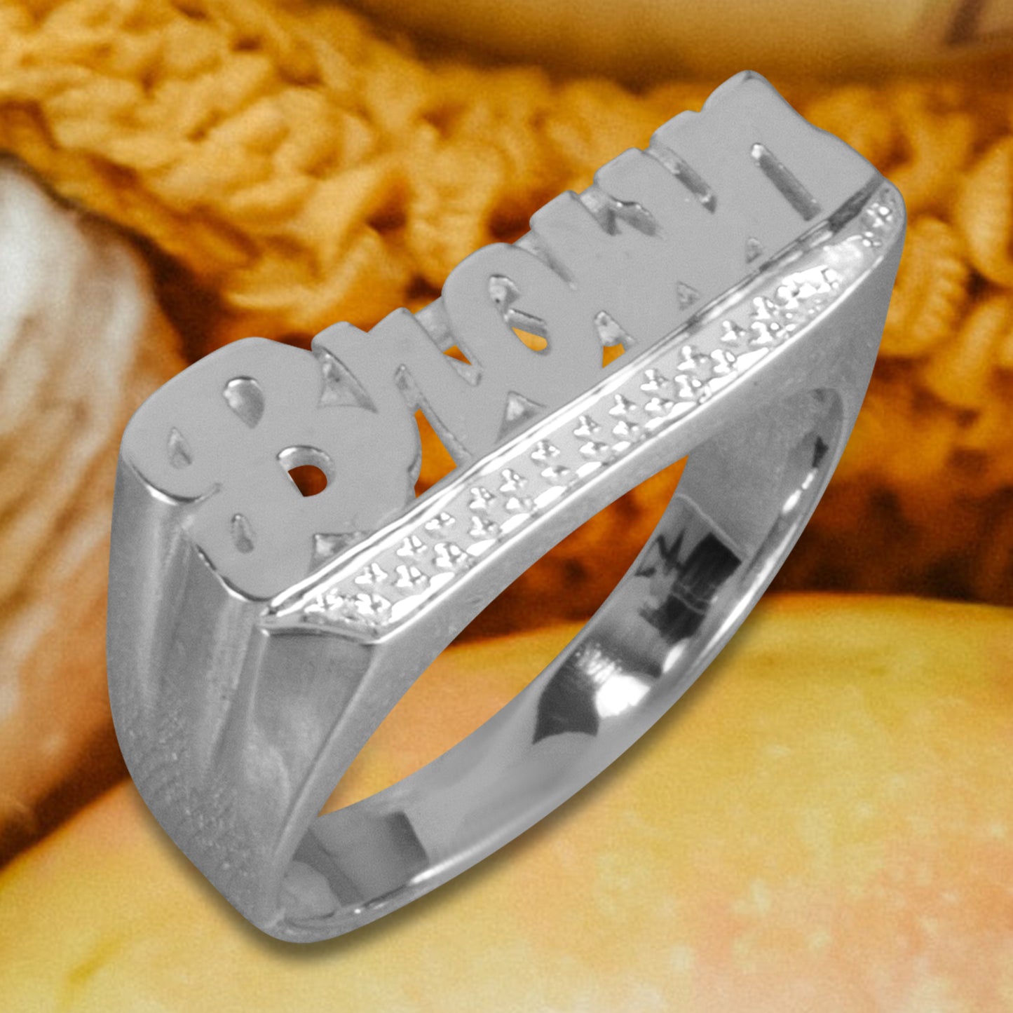 Name Ring with Beaded Tail