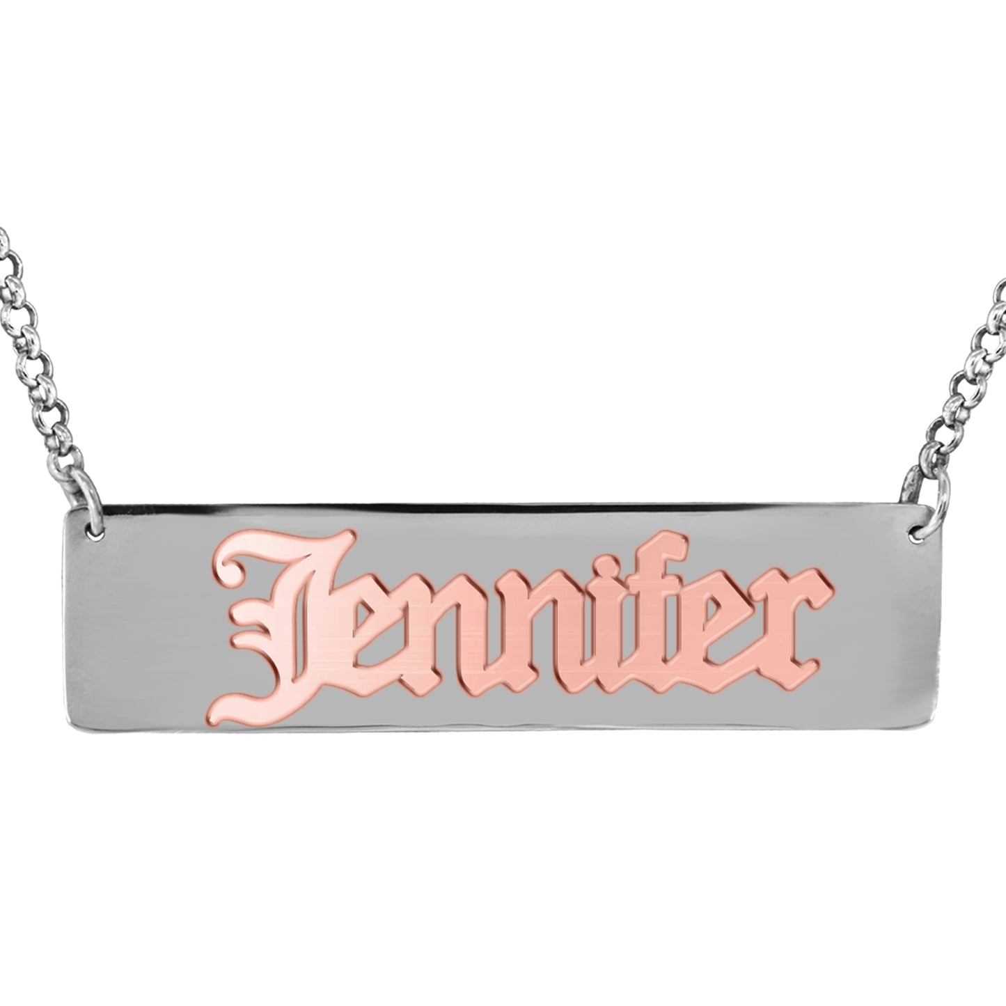 14kt Gold or 14kt Rose Old English Name on a Sterling Silver Plaque