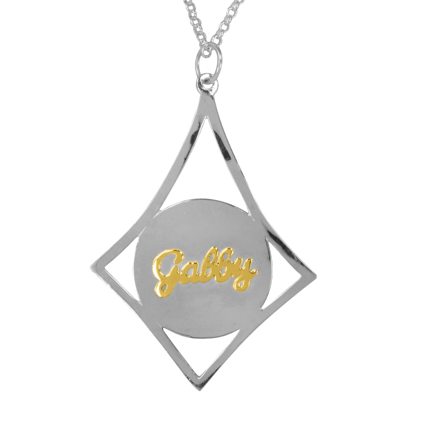 14kt Gold or 14kt Rose Gold Script Name Pendant on Sterling Silver