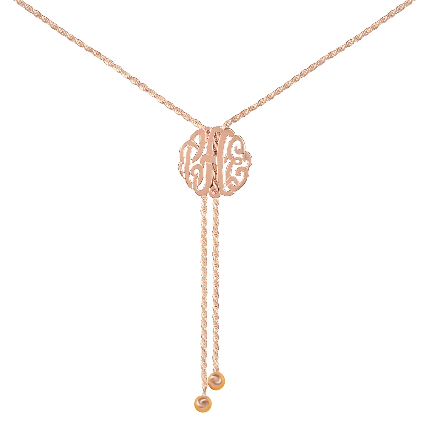 Monogram Lariat Necklace with Rope Chain