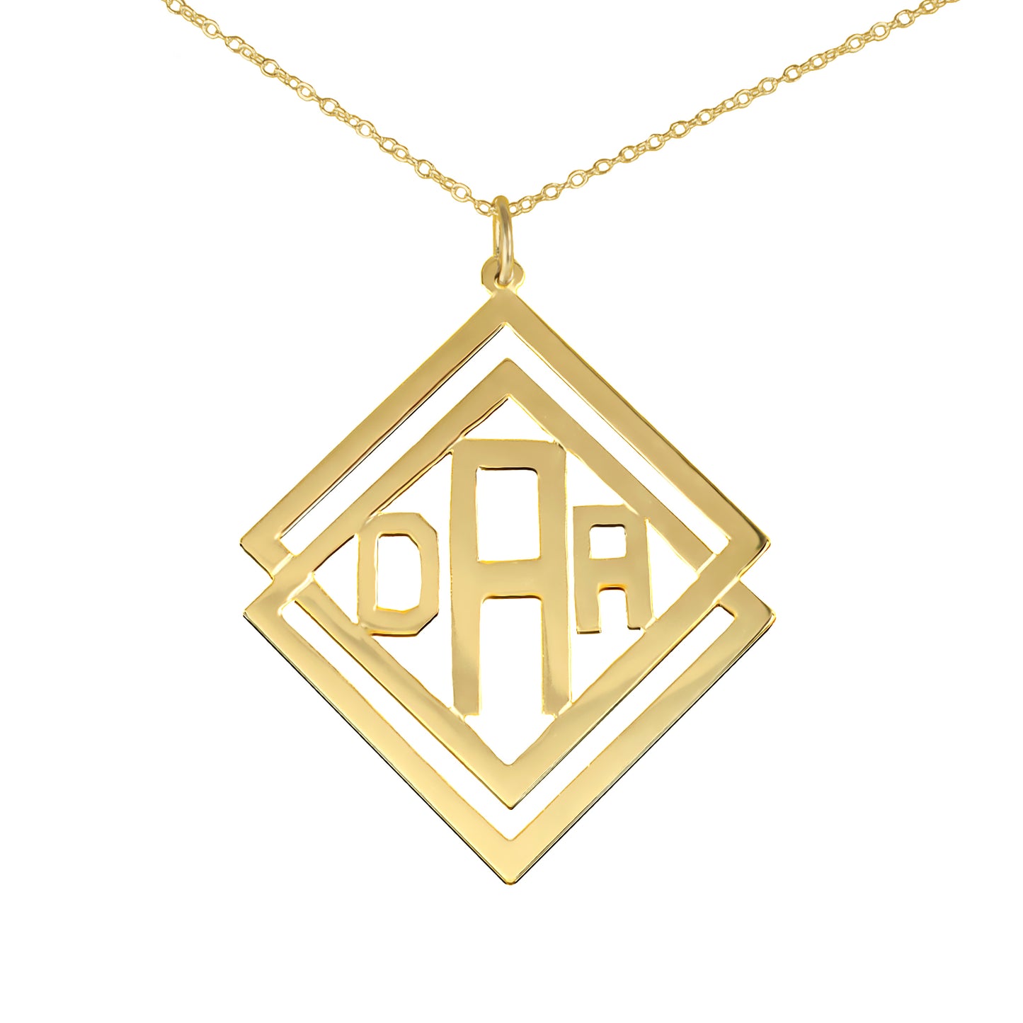 Double Diamond-Shaped Monogram Necklace