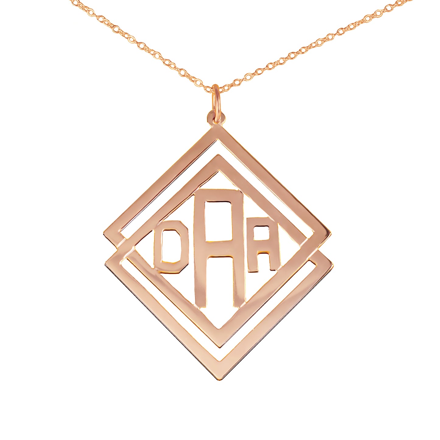 Double Diamond-Shaped Monogram Necklace