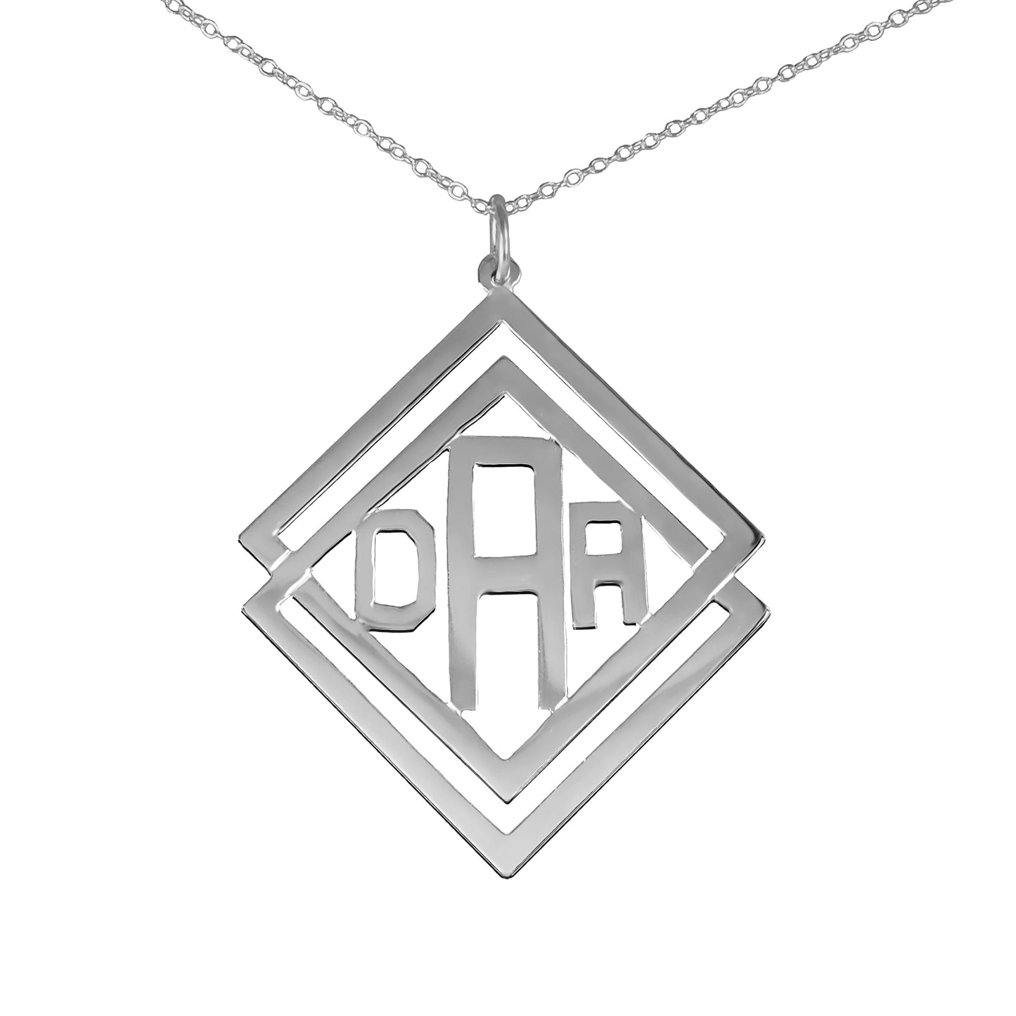 Double Diamond-Shaped Monogram Necklace