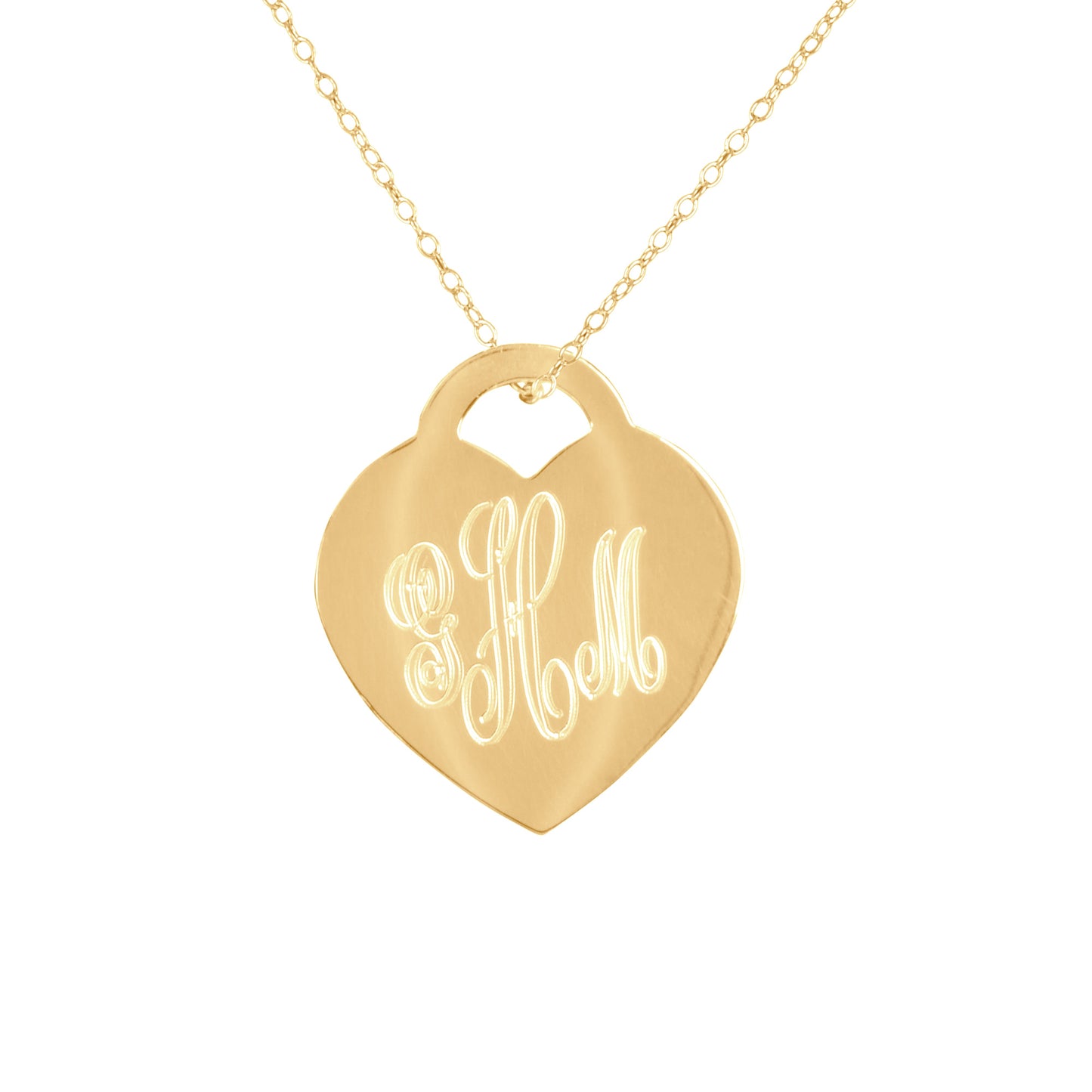 Engraved Monogram Heart Pendant with Chain