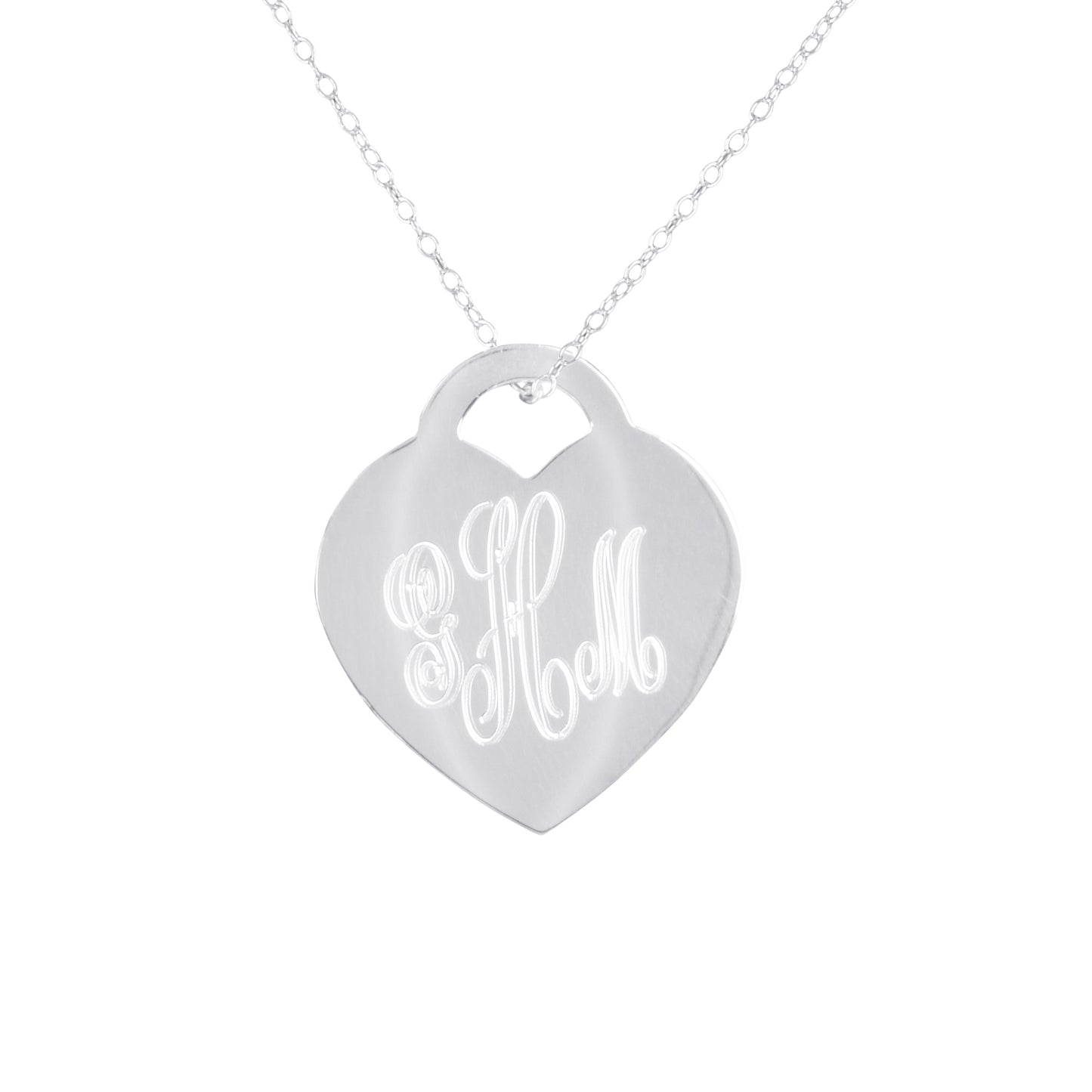 Engraved Monogram Heart Pendant with Chain