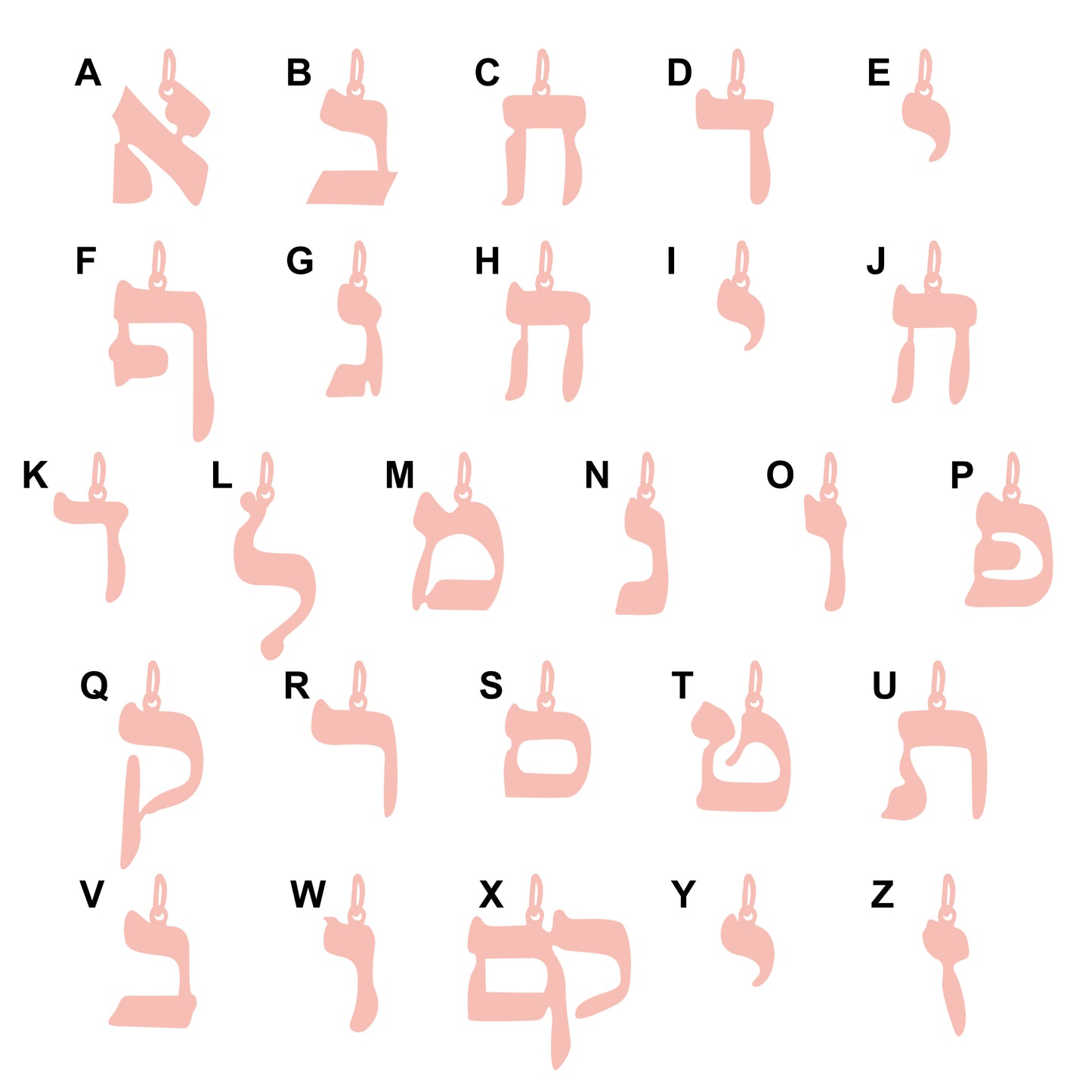 Hebrew Initial Monogram Necklace