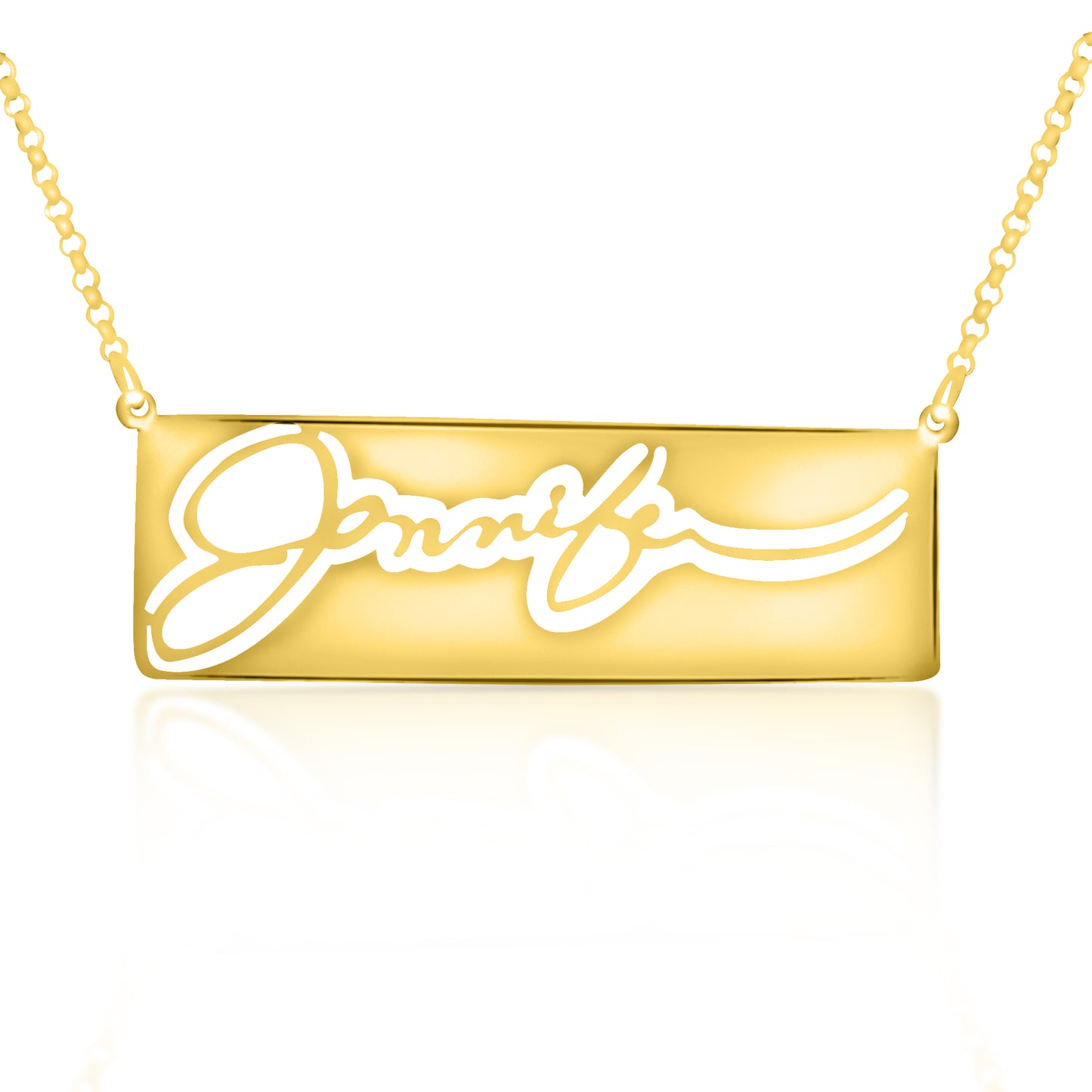 Your "VERY OWN HANDWRITTEN SIGNATURE" Silhouette Bar Necklace