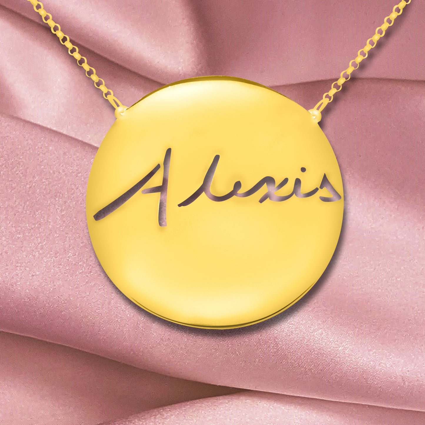 Your "VERY OWN HANDWRITTEN SIGNATURE" Solid Disk Necklace