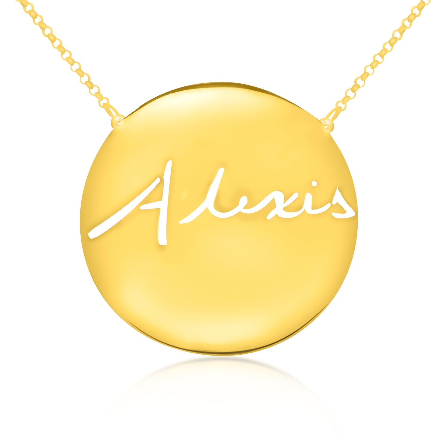 Your "VERY OWN HANDWRITTEN SIGNATURE" Solid Disk Necklace