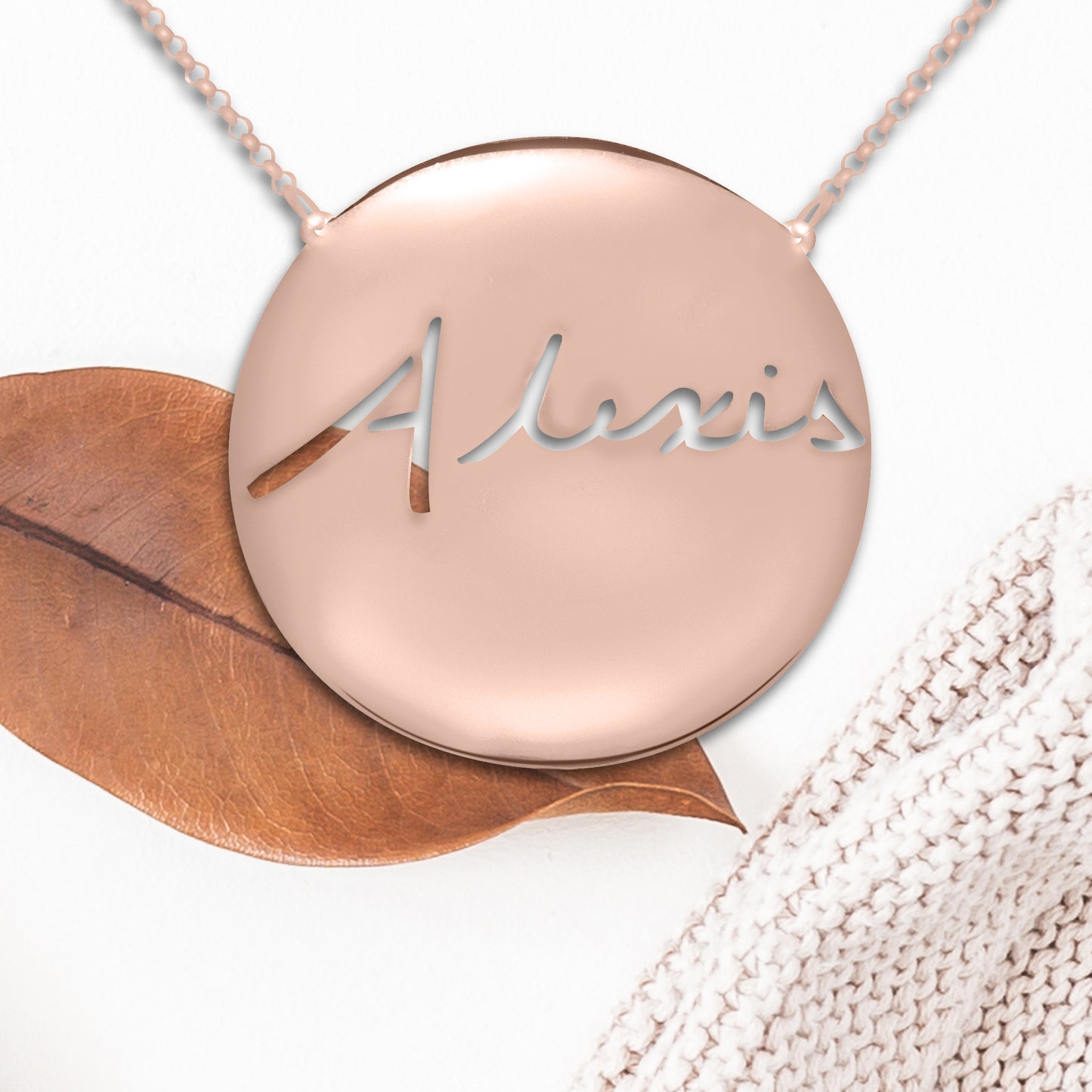 Your "VERY OWN HANDWRITTEN SIGNATURE" Solid Disk Necklace