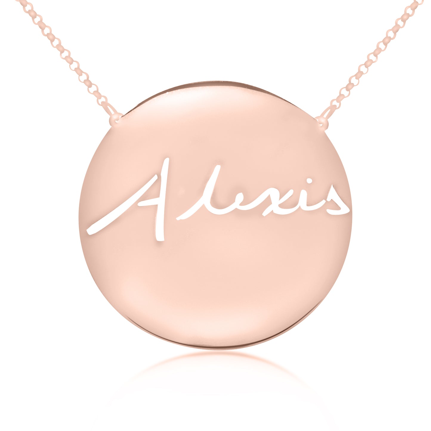 Your "VERY OWN HANDWRITTEN SIGNATURE" Solid Disk Necklace