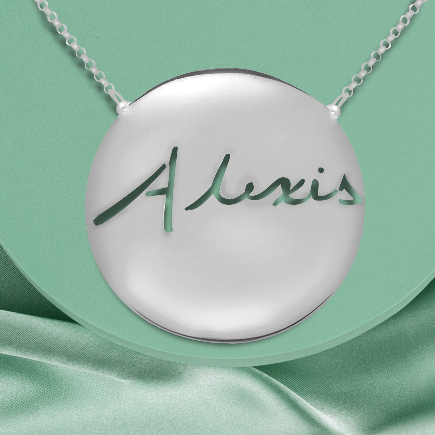 Your "VERY OWN HANDWRITTEN SIGNATURE" Solid Disk Necklace