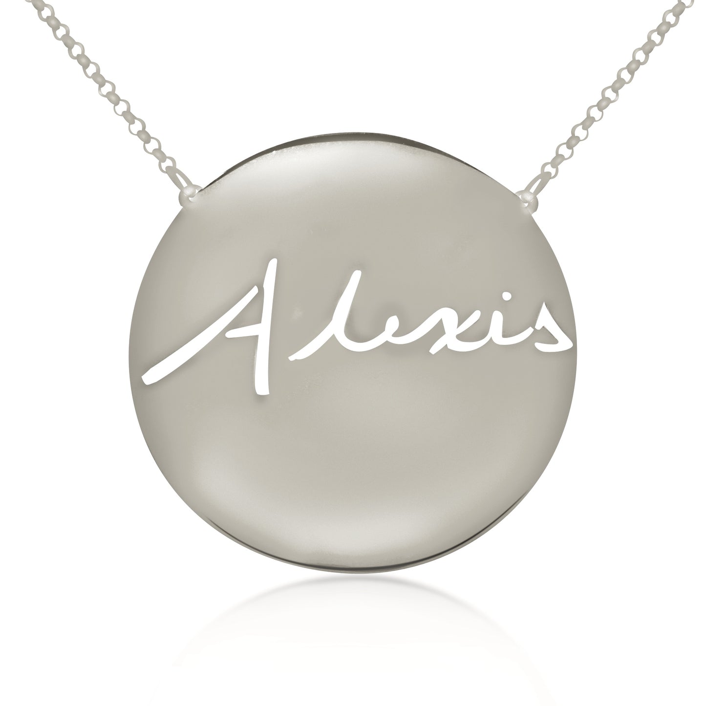 Your "VERY OWN HANDWRITTEN SIGNATURE" Solid Disk Necklace
