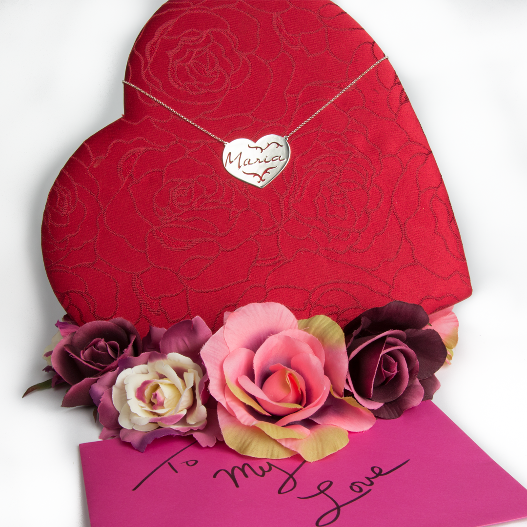 Your "VERY OWN HANDWRITTEN SIGNATURE" Solid Flourished Heart Necklace