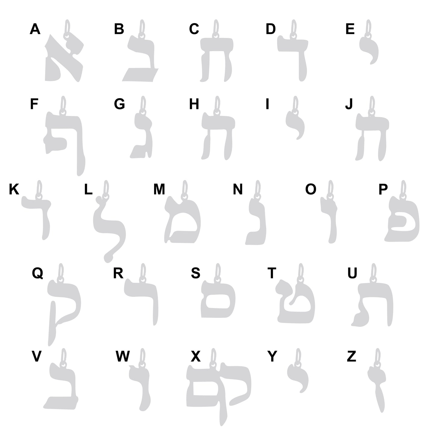 Hebrew Initial Monogram Necklace