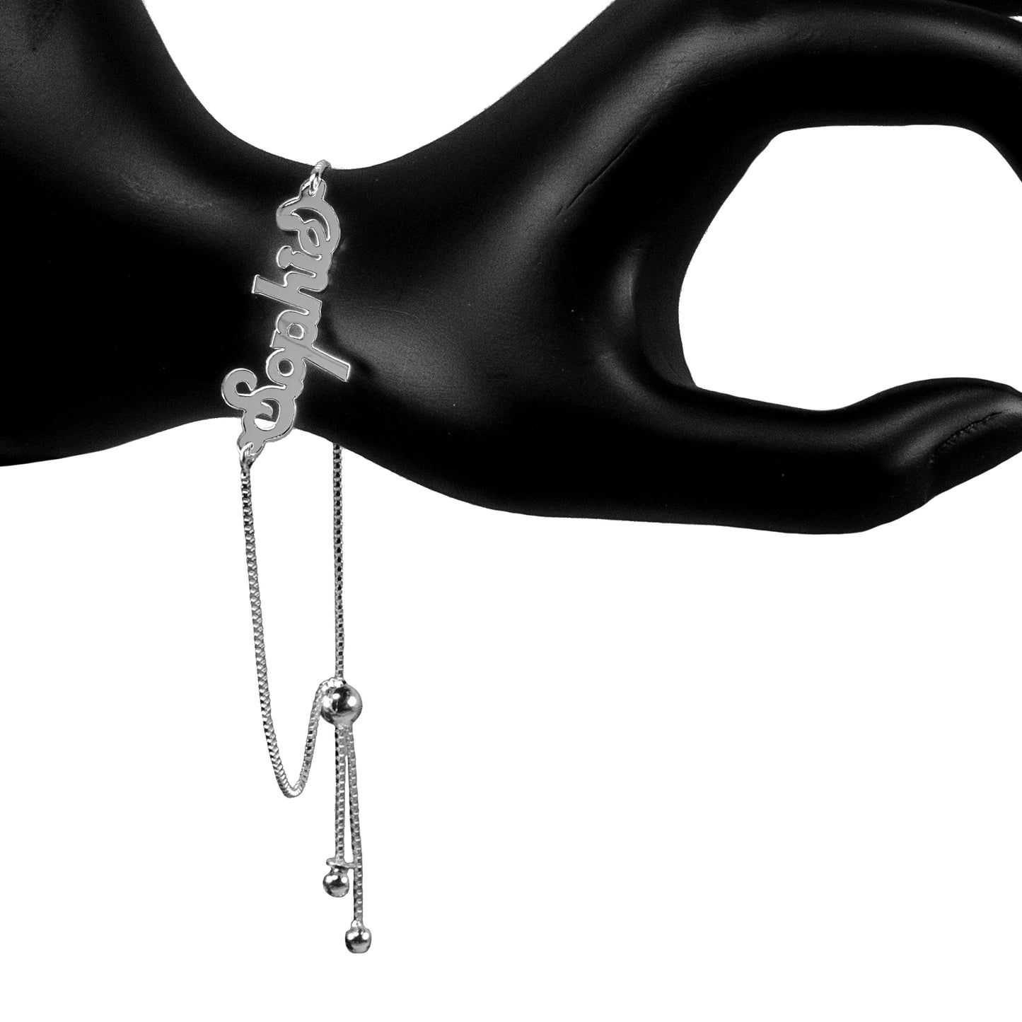 sterling silver name bracelet with adjustable chain