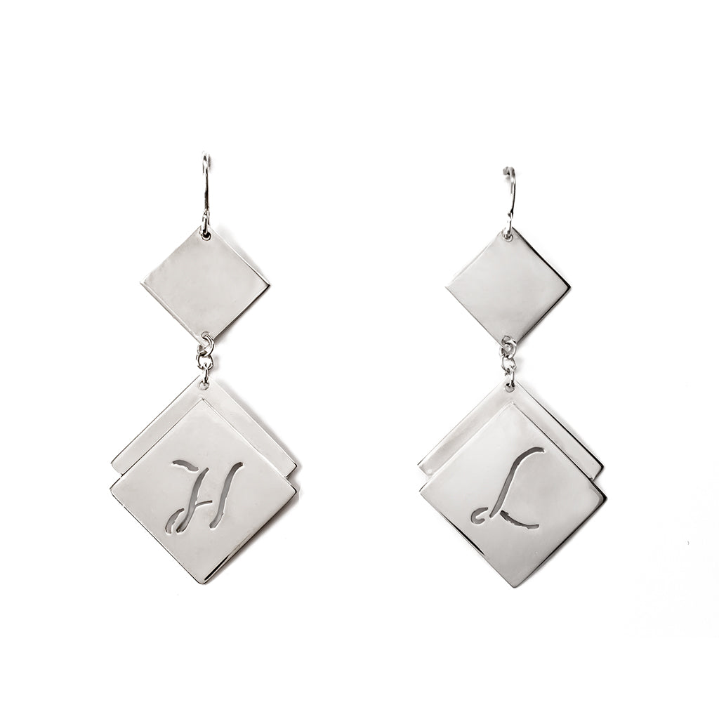 Diamond-Shaped Initial Earrings