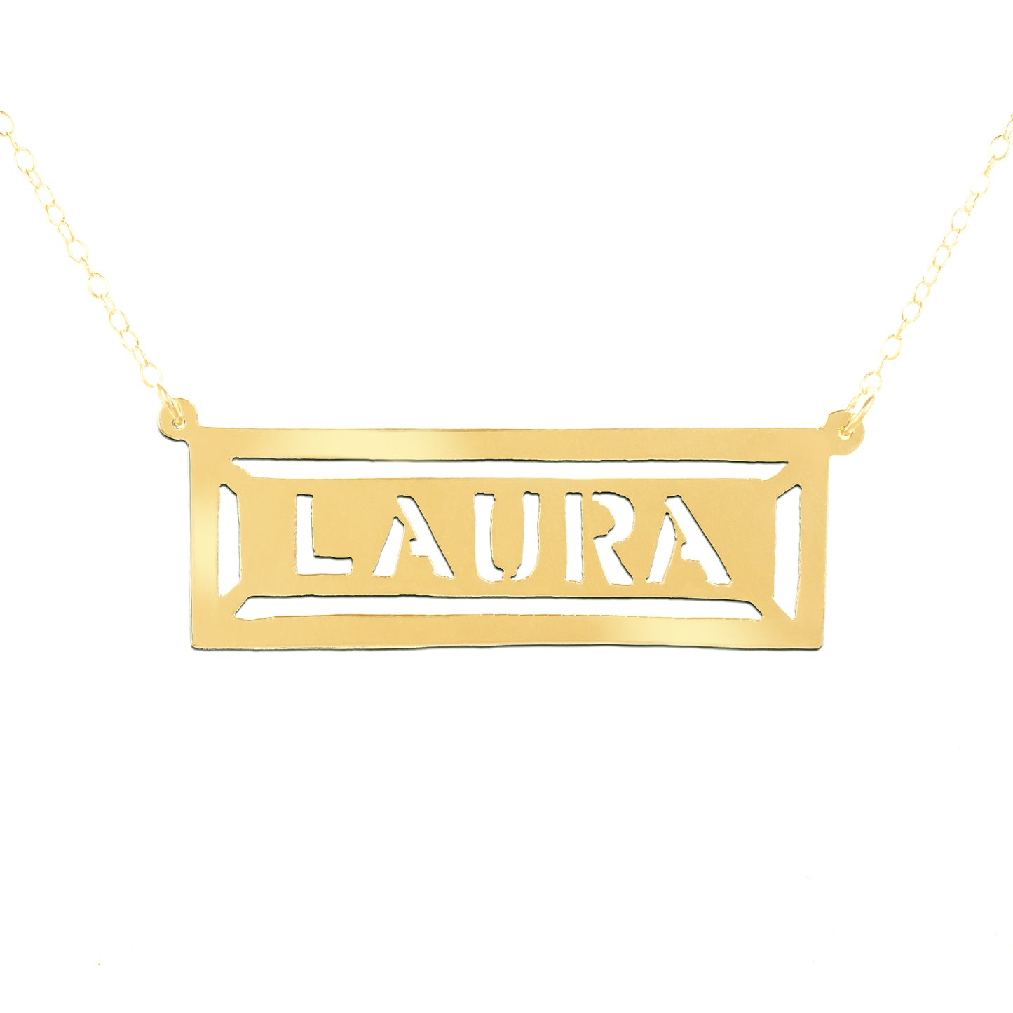 Frame Square Name Plaque Necklace