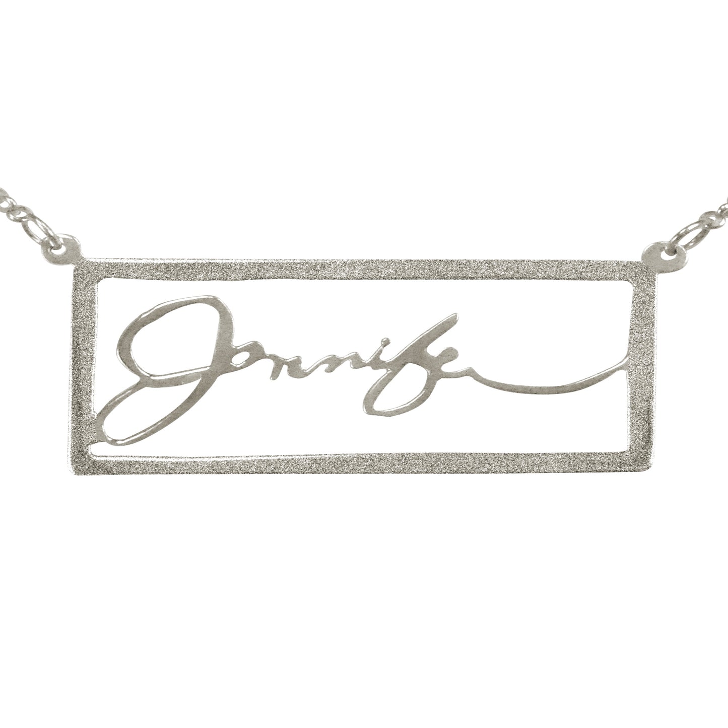 Your "VERY OWN HANDWRITTEN SIGNATURE" Open Frame Bar Necklace