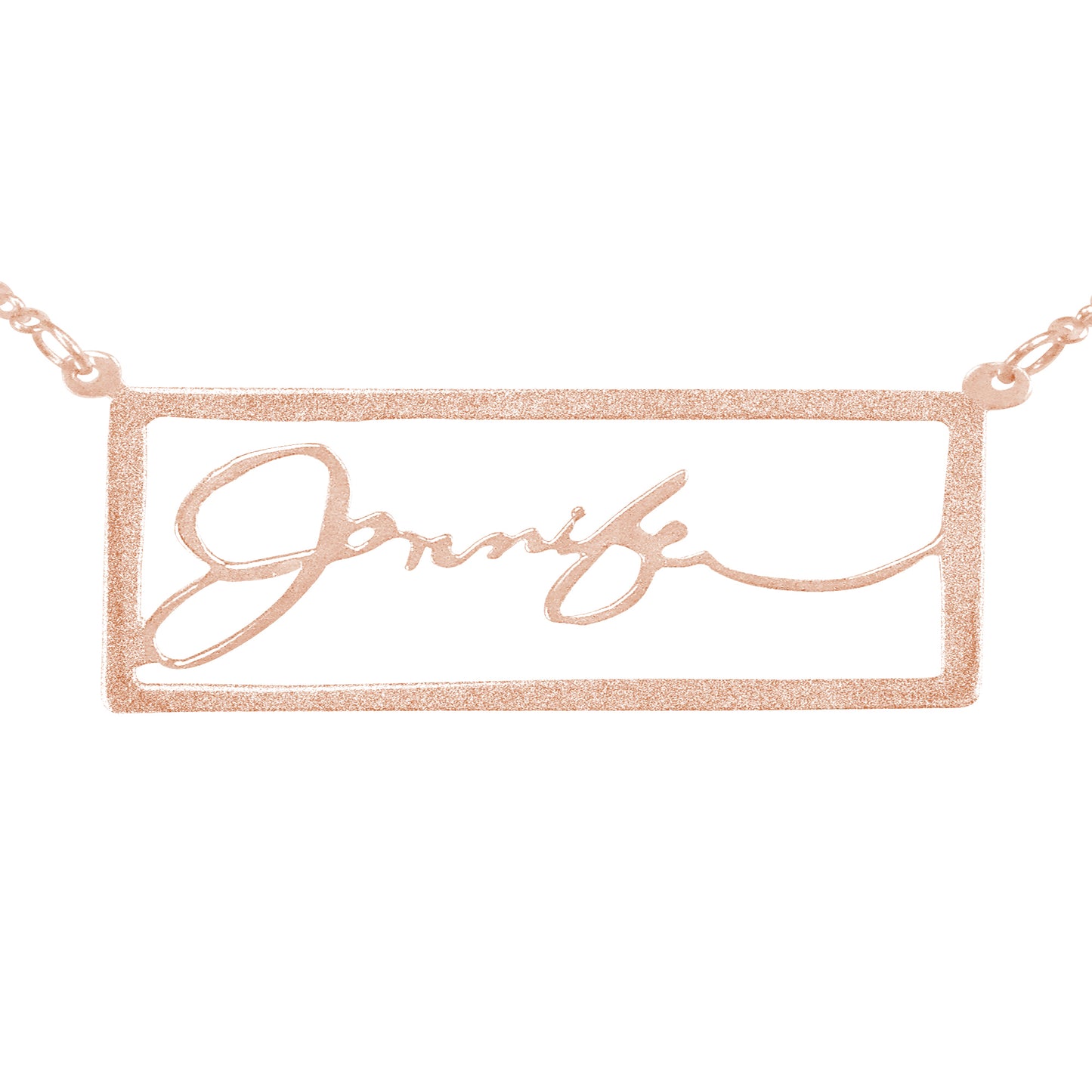 Your "VERY OWN HANDWRITTEN SIGNATURE" Open Frame Bar Necklace