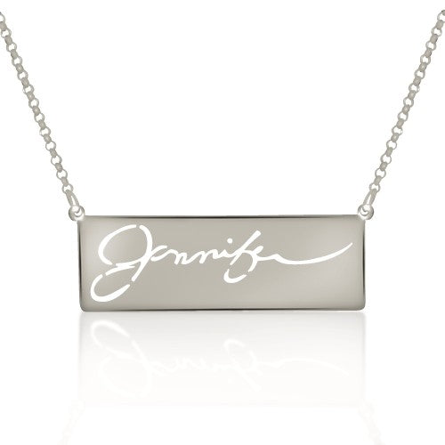 Your "VERY OWN HANDWRITTEN SIGNATURE" Solid Bar Necklace