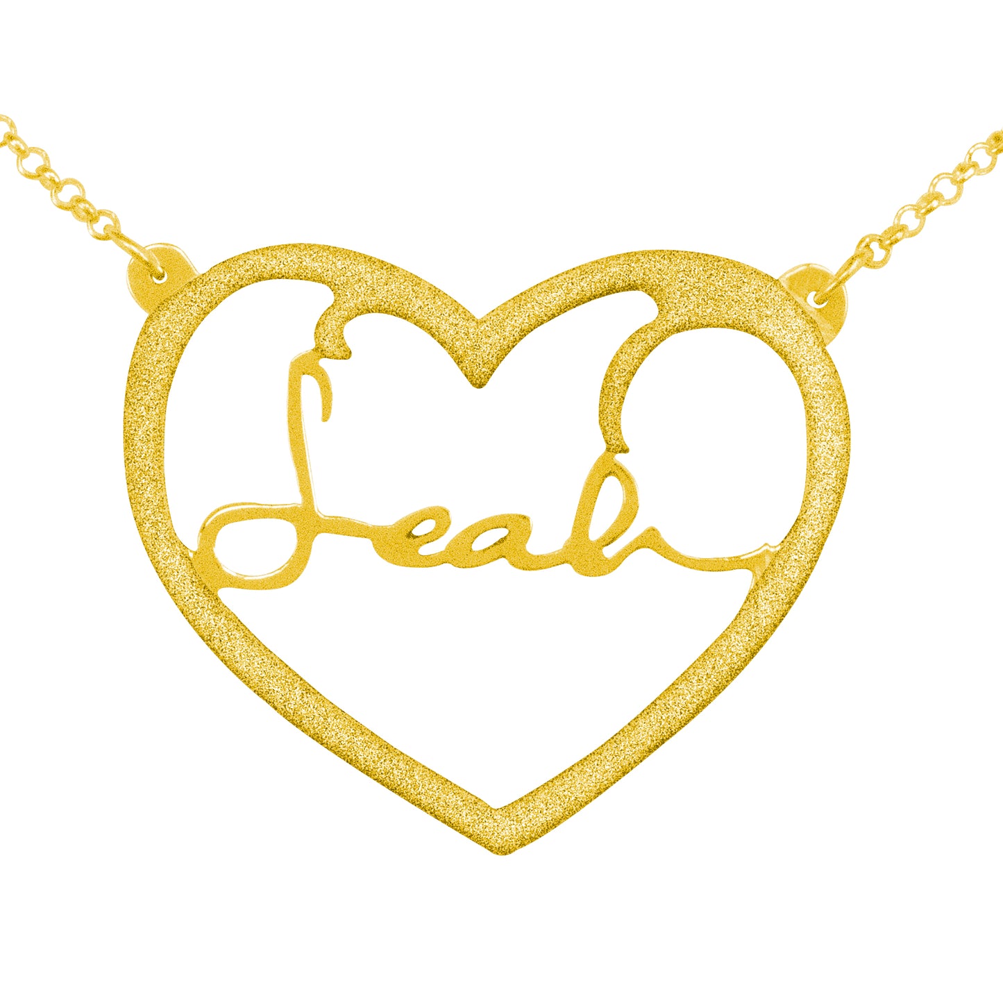 Your "VERY OWN HANDWRITTEN SIGNATURE" Open Frame Heart Necklace