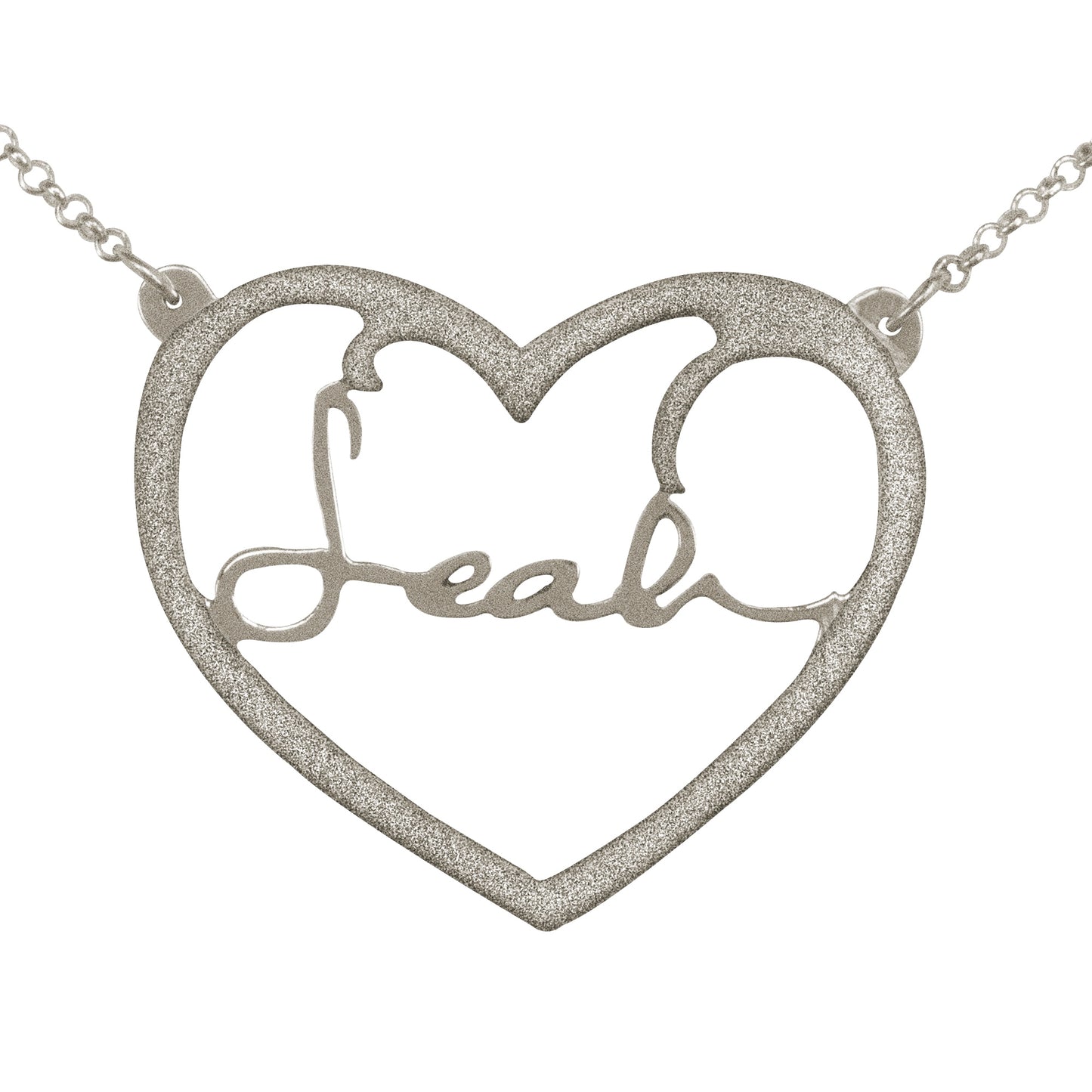 Your "VERY OWN HANDWRITTEN SIGNATURE" Open Frame Heart Necklace