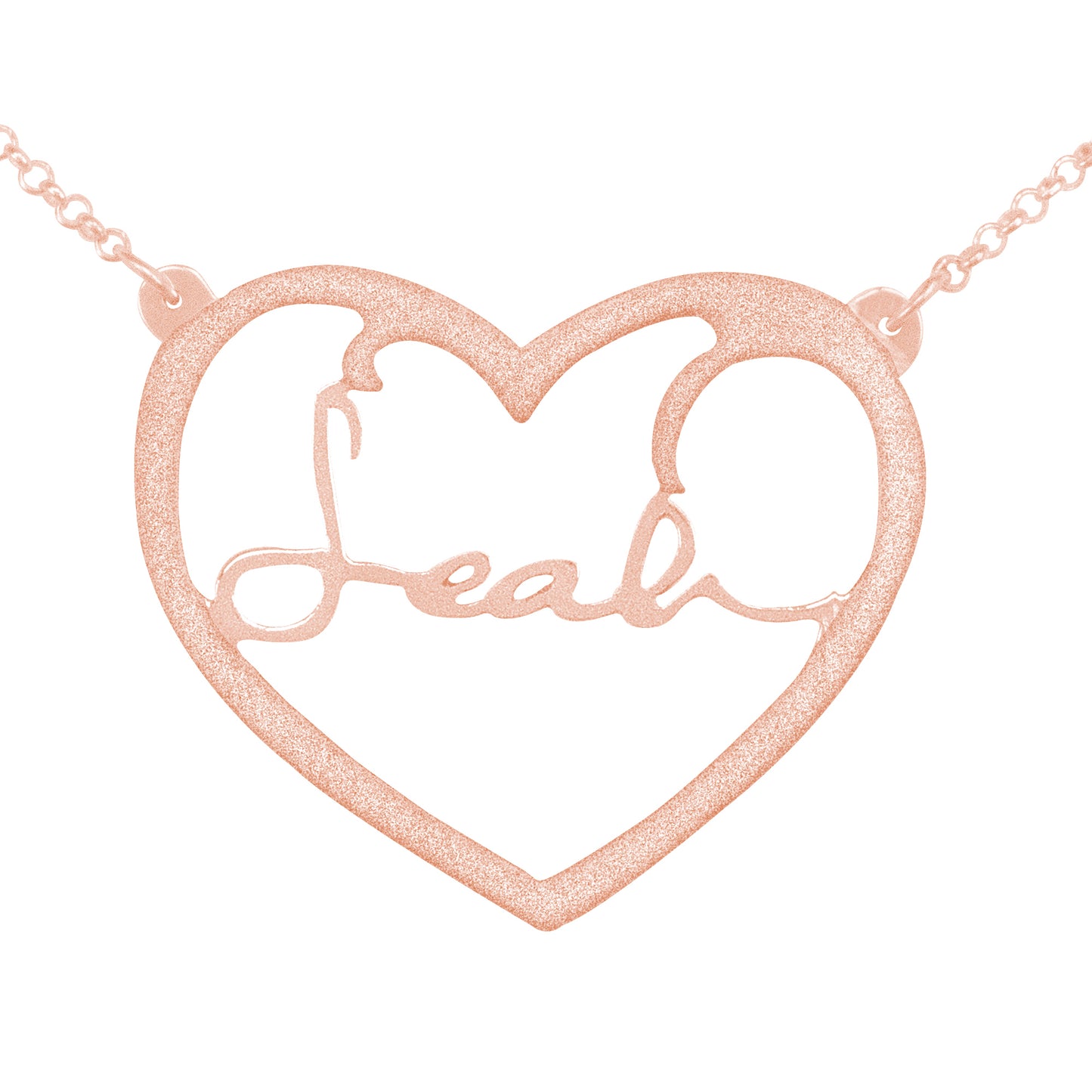 Your "VERY OWN HANDWRITTEN SIGNATURE" Open Frame Heart Necklace