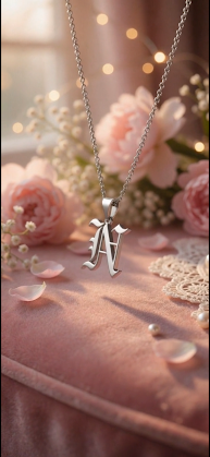 Heights Jewelers Personalized 1 In. Gothic Script Initial Necklace Sterling Silver ($75.65 at checkout)