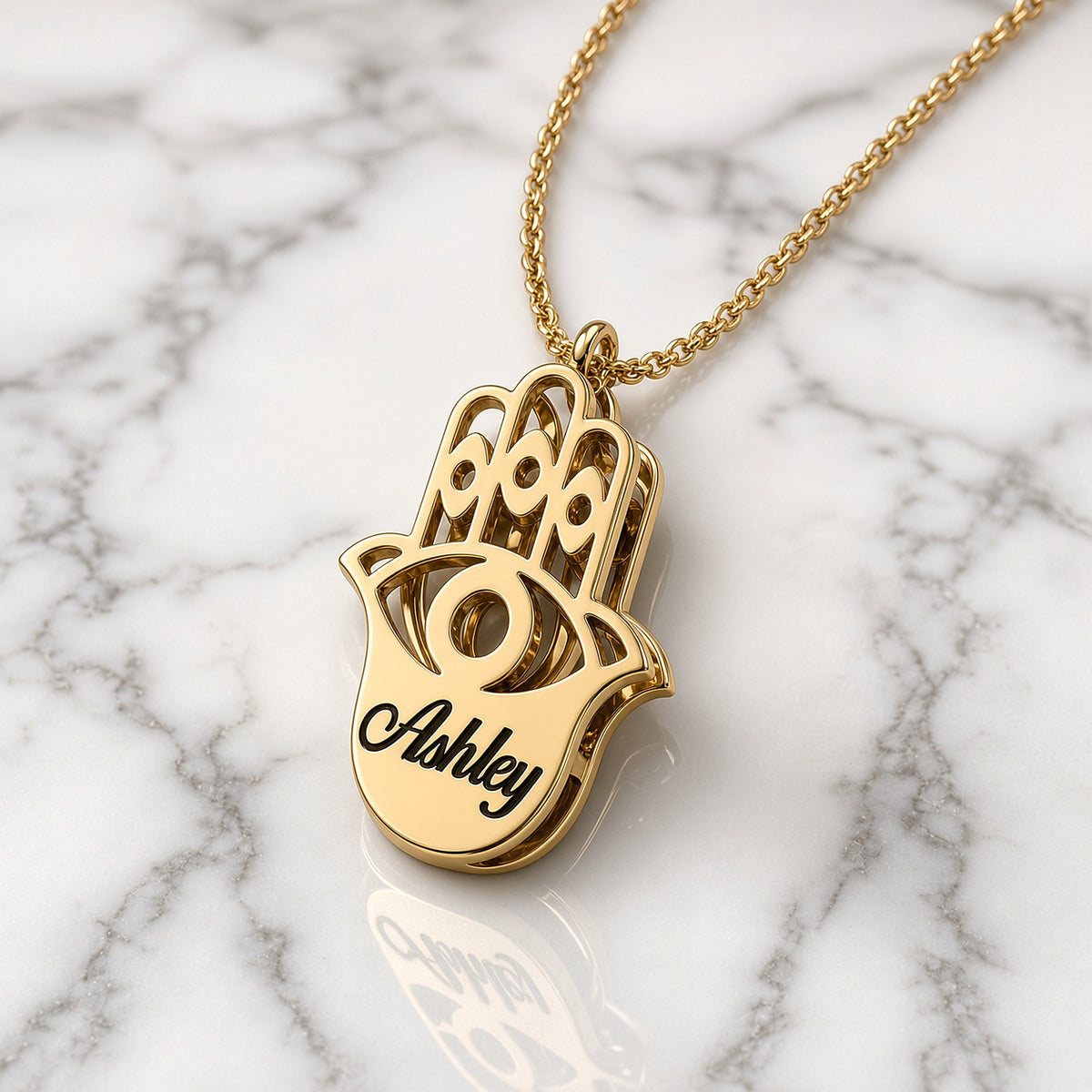 Personalized Double Hamsa Necklace | Name or Initial | Sterling Silver or Gold Plated Sterling Silver