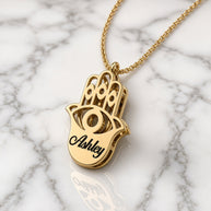 Personalized Double Hamsa Necklace | Name or Initial | Sterling Silver or Gold Plated Sterling Silver