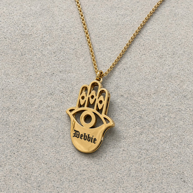Personalized Double Hamsa Necklace | Name or Initial | Sterling Silver or Gold Plated Sterling Silver