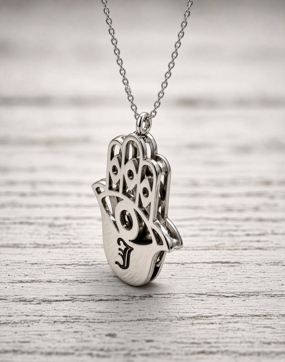 Personalized Double Hamsa Necklace | Name or Initial | Sterling Silver or Gold Plated Sterling Silver
