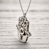 Personalized Double Hamsa Necklace | Name or Initial | Sterling Silver or Gold Plated Sterling Silver