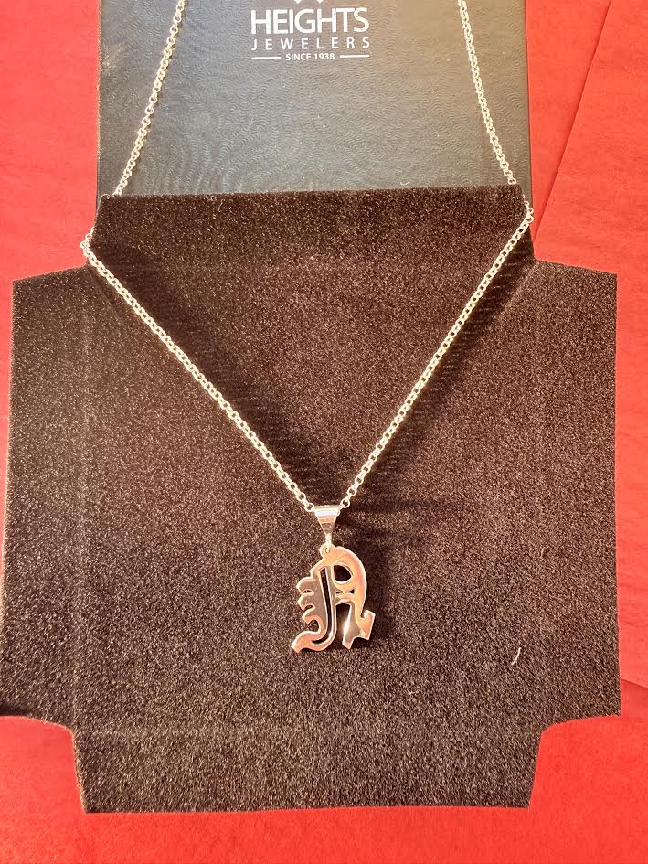 Heights Jewelers Personalized 1 In. Gothic Script Initial Necklace Sterling Silver ($75.65 at checkout)