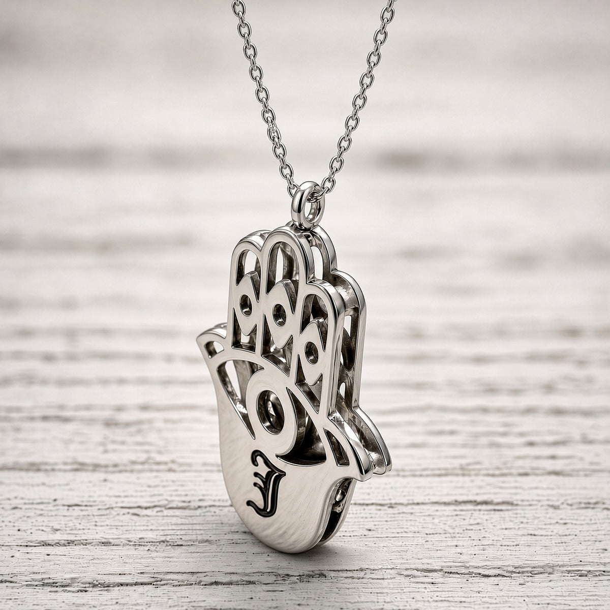 Personalized Double Hamsa Necklace | Name or Initial | Sterling Silver or Gold Plated Sterling Silver