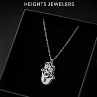 Personalized Double Hamsa Necklace | Name or Initial | Sterling Silver or Gold Plated Sterling Silver