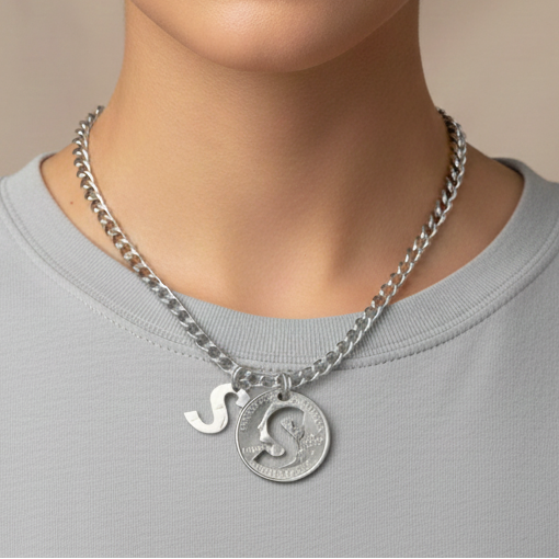 Liberty Letters- Initials Necklace - Minted from U.S. Quarters - Personalized Initial