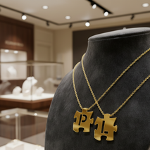 Puzzle Initials Necklace - Personalized Initial in Sterling Silver or Gold Plated Sterling Silver