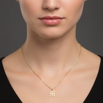 Old English Initial Necklace in Sterling Silver or Gold Plated Sterling Silver - Personalized Initial