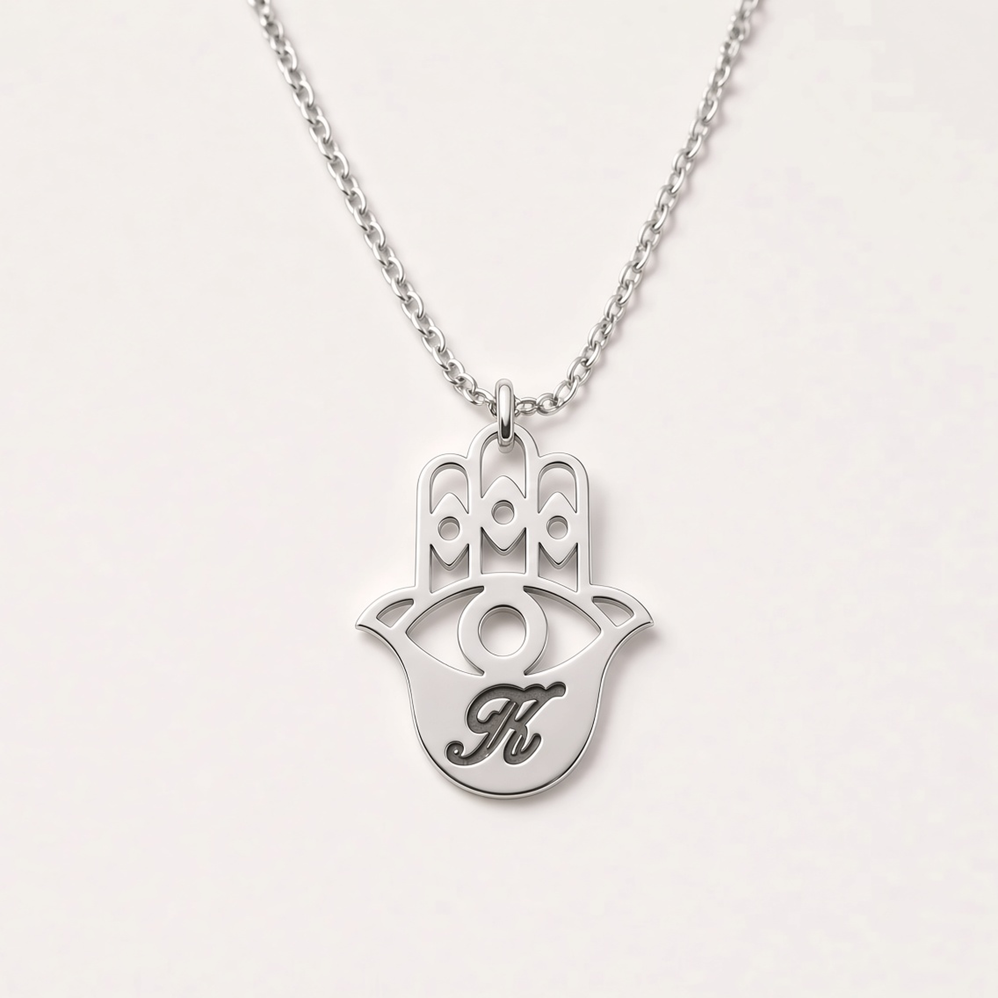 Hamsa Personalized Initial Necklace| Large pendant