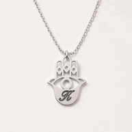 Hamsa Personalized Initial Necklace| Large pendant