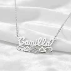 Sterling Silver Name Necklace - Personalized Custom Name - Beaded 3D