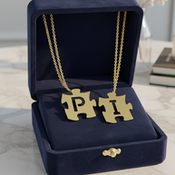Puzzle Initials Necklace - Personalized Initial in Sterling Silver or Gold Plated Sterling Silver