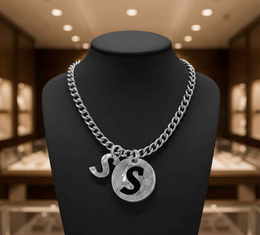 Liberty Letters- Initials Necklace - Minted from U.S. Quarters - Personalized Initial