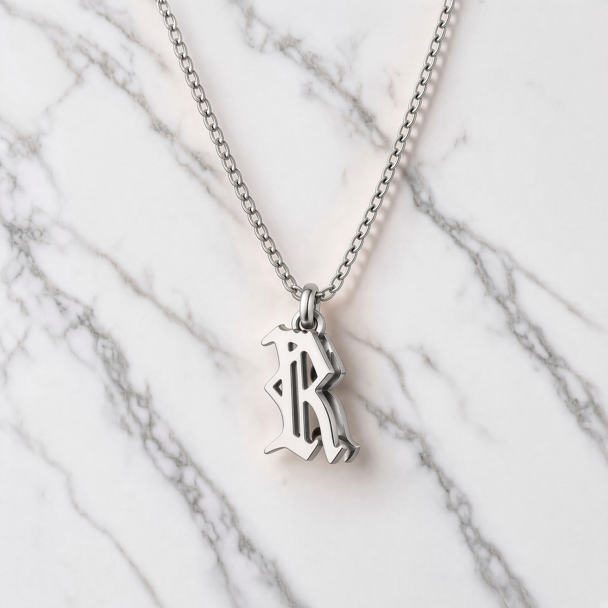 Double Personalized Initial Pendant - Sterling Silver
