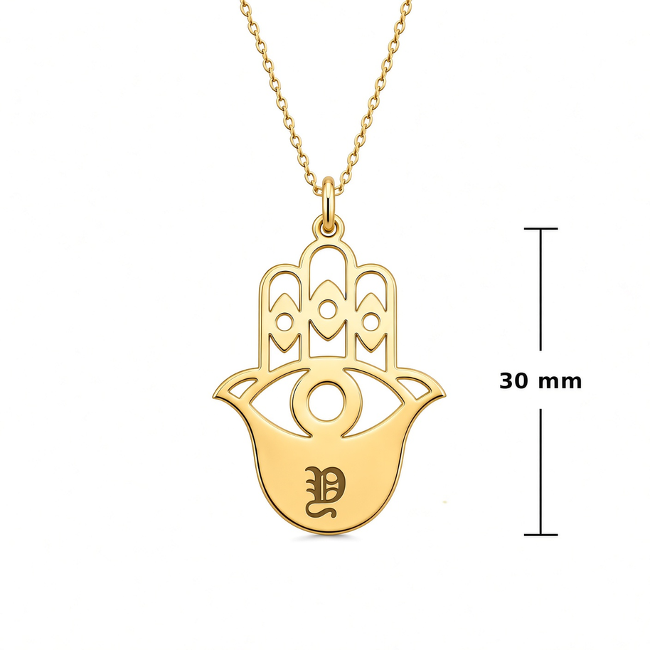 Hamsa Personalized Necklace | Name or Initial | Sterling Silver or Gold Plated Sterling Silver