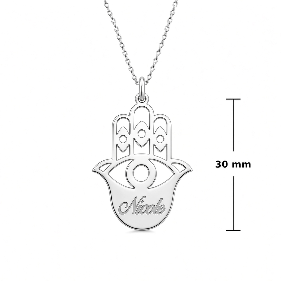 Hamsa Personalized Necklace | Name or Initial | Sterling Silver or Gold Plated Sterling Silver