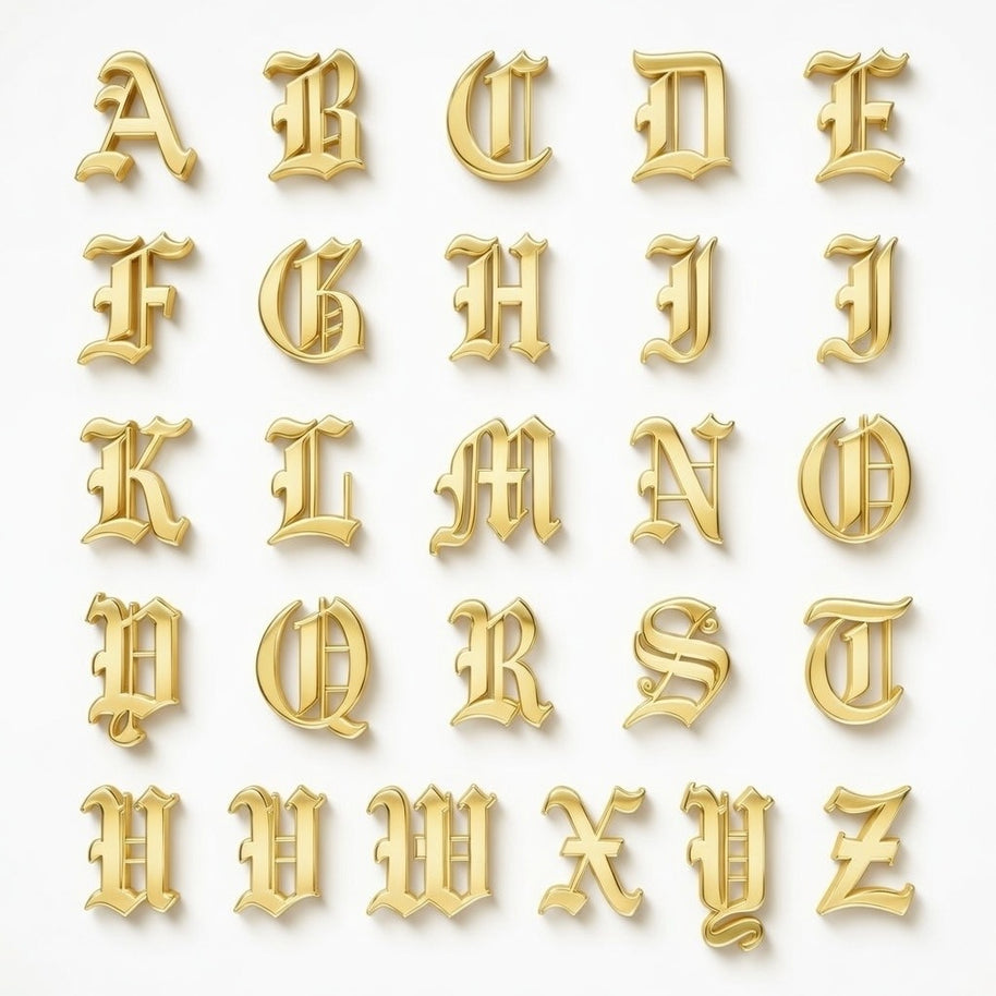 Old English Initial Necklace in Sterling Silver or Gold Plated Sterling Silver - Personalized Initial