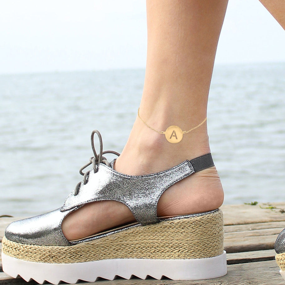 Initial Disc Anklet - gold plated lifestyle 2